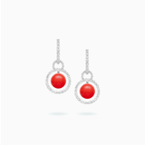 18K White Gold Coral Diamond Earrings