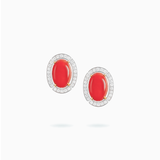 18K White & Rose Gold Coral Diamond Earrings