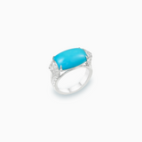 18K White Gold Turquoise & Diamond Ring