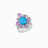 18K White & Rose Gold Turquoise & Diamond Ring