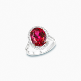 18K White & Rose Gold Rubellite & Ruby & Diamond Ring