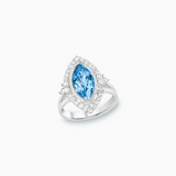 18K White Gold Aquamarine & Diamond Ring