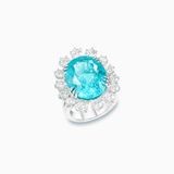 18K White Gold Paraiba & Diamond Ring