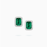 18K White Gold Emerald & Diamond Earrings