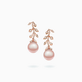 18K White & Rose Gold Fresh Water Pearl, Diamond Earrings