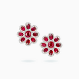 18K White & Rose Gold Ruby Diamond Earrings