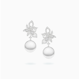 18K White Gold South Sea Pearl Diamond Earrings