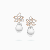 18K White & Rose Gold South Sea Pearl Diamond Earrings