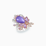 18K White & Rose Gold Lavender Jade & Diamond Ring