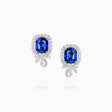 18K White Gold Sapphire Diamond Earrings